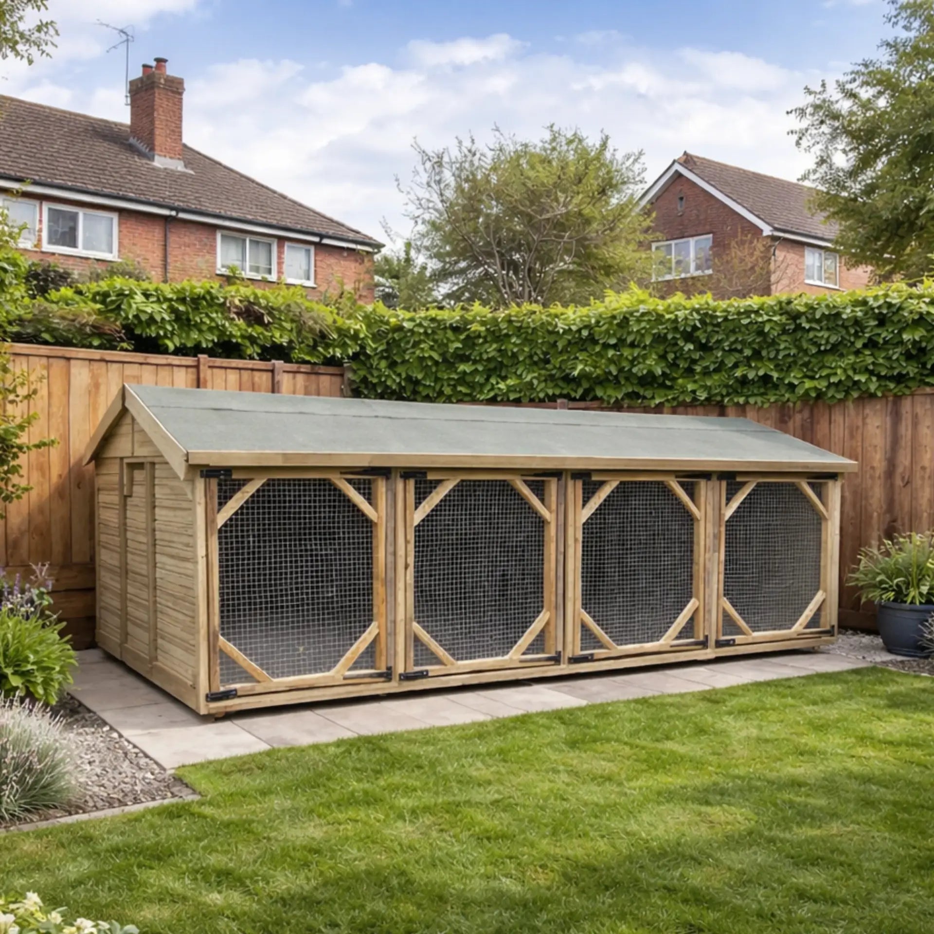 13 X 10 ft Four Bay Dog Kennel / Animal Housing | Installation Include