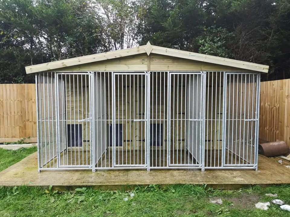 Four Bay Wooden Dog Kennels