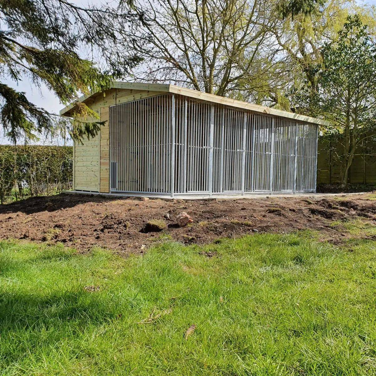 Five Bay Wooden Dog Kennels