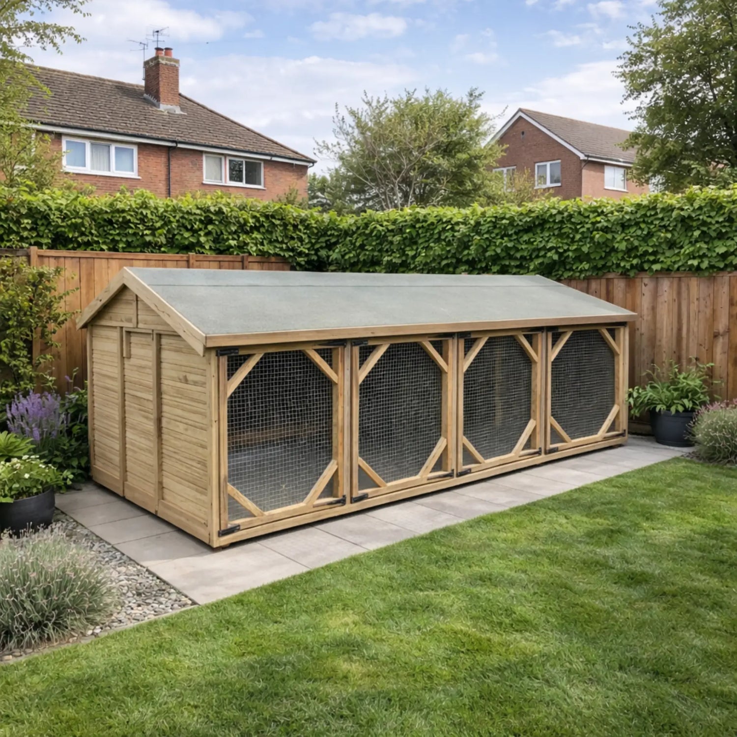 13 X 8 ft Four Bay Dog Kennel  / Animal Housing | Installation Included
