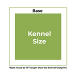 base must be 1ft larger than the kennel footprint